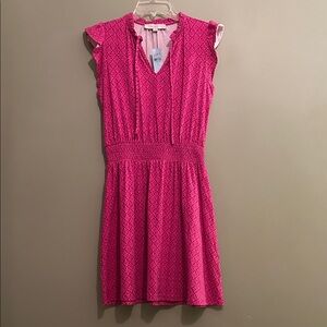 LOFT Stamp Tie Neck Flutter Mini Dress Size SP